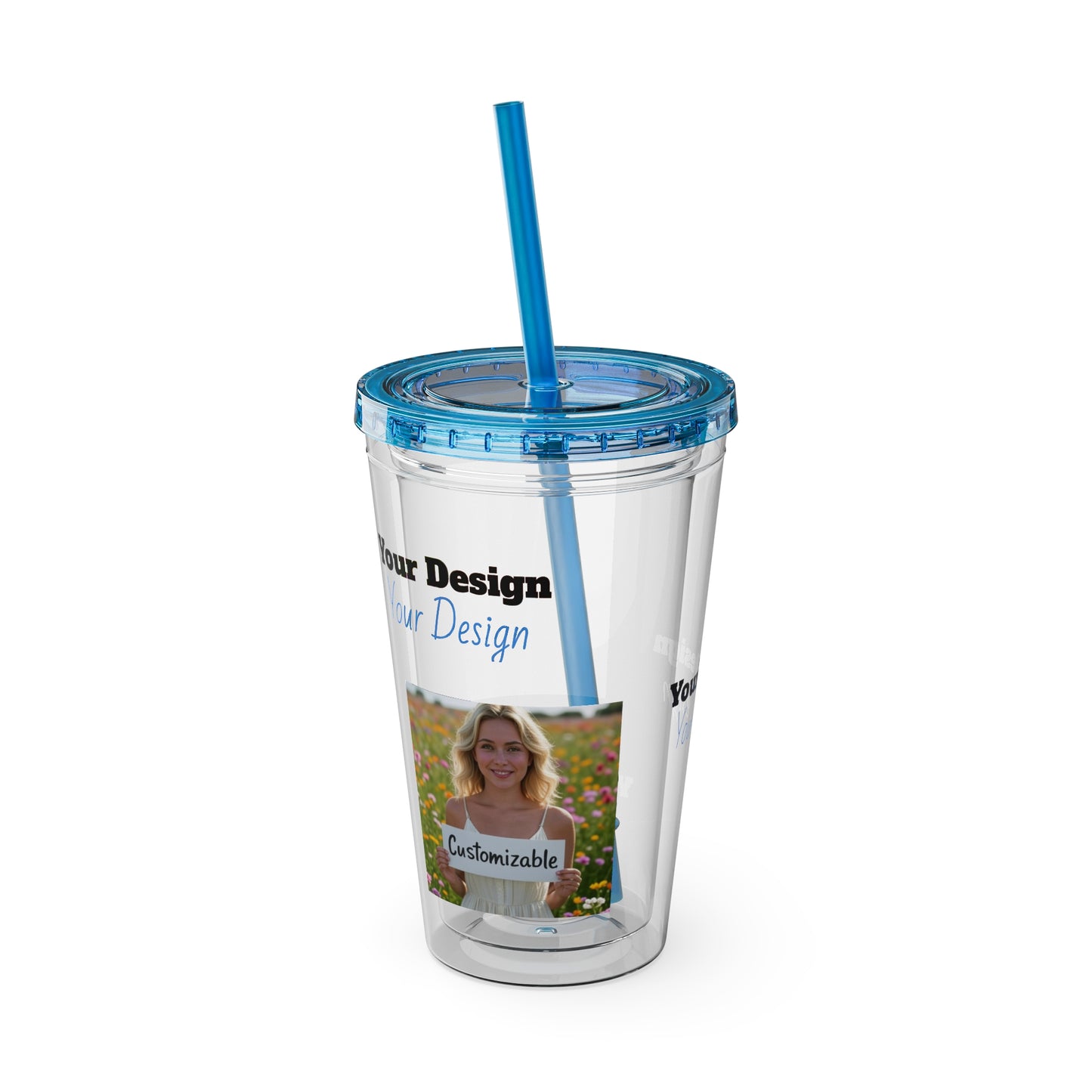 Customizable Sunsplash Tumbler with Straw, Perfect for Summer Sipping, Beach Vibes, Party Favor, Eco-Friendly Drinkware