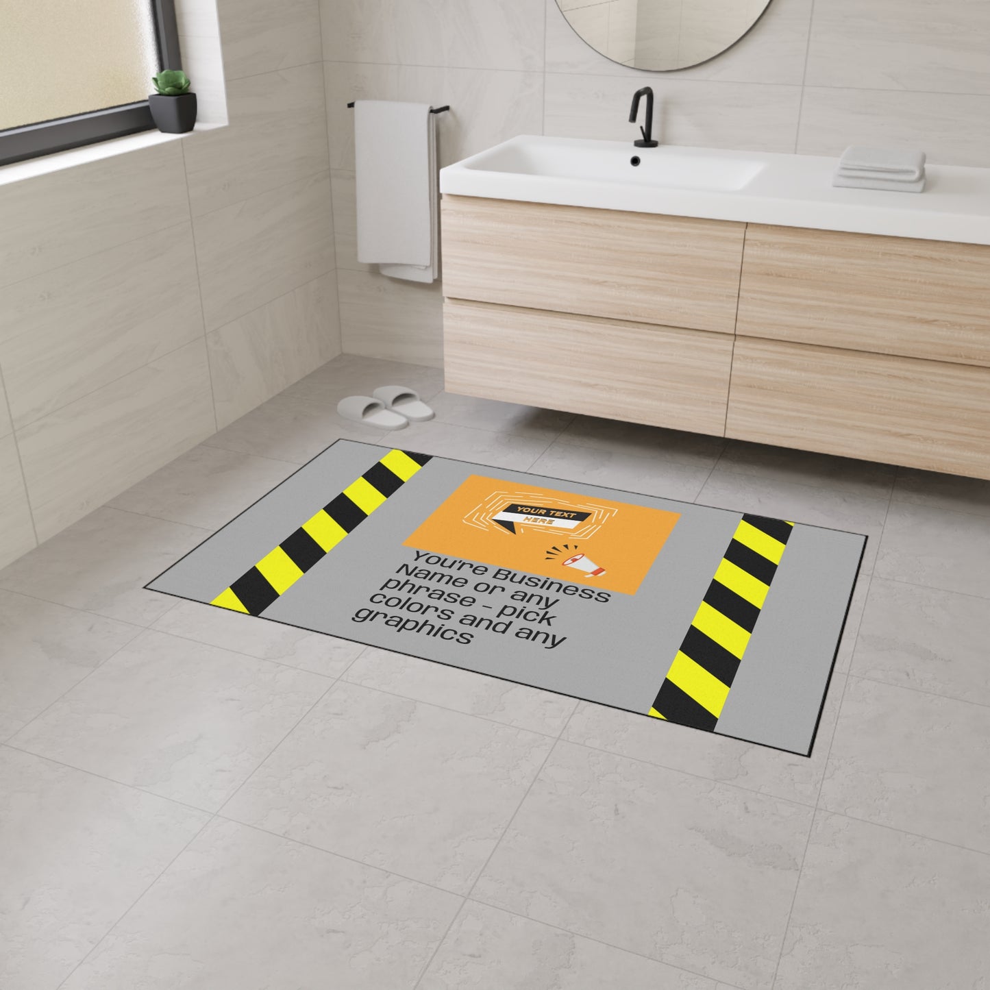 Caution Floor / DoorMat | NO SLIP MAT Heavy-Duty Mat for small business. Weather-resistant, strong-grip backing, no-slip
