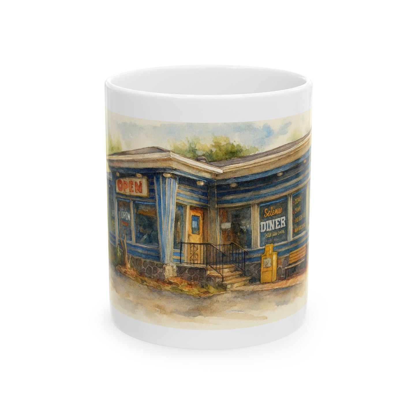 Watercolor Painting of Selena's Diner - Tannersville NY. Artist HOLZIE 2025. Oh man.