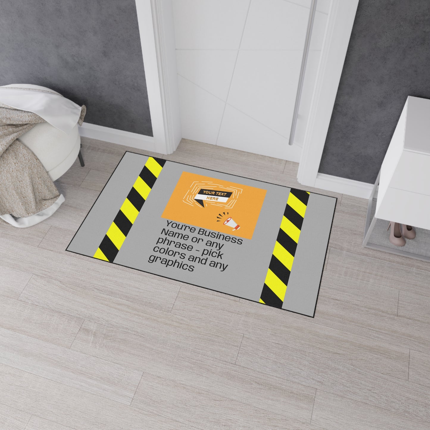 Caution Floor / DoorMat | NO SLIP MAT Heavy-Duty Mat for small business. Weather-resistant, strong-grip backing, no-slip