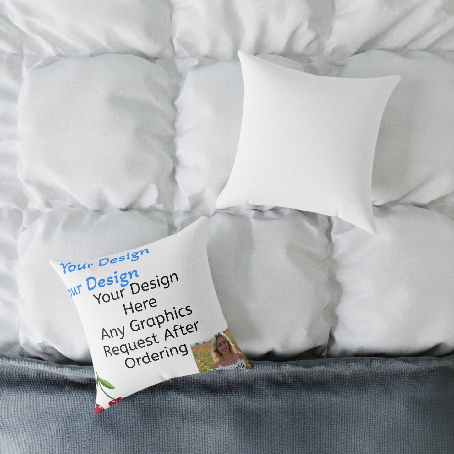 Customizable Square Poly Canvas Pillow, Personalized Home Decor, Unique Gift Idea, Custom Throw Pillow, Decorative Pillow