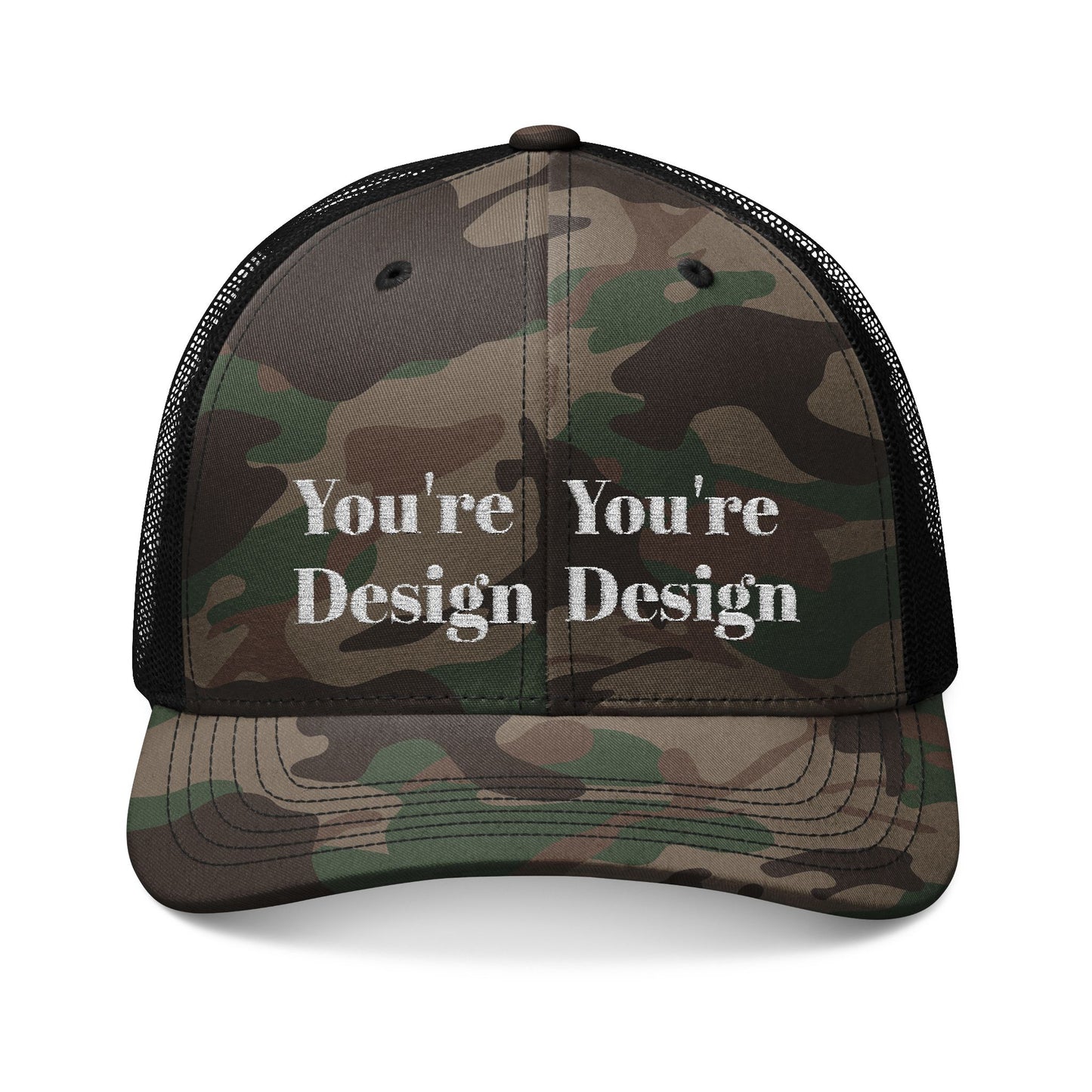 Camouflage Trucker Hat with Embroidered Text, Stylish Outdoor Cap for Casual Wear, Father's Day Gift, Hunting Style, Summer Accessory OTTO Cap 105-1247