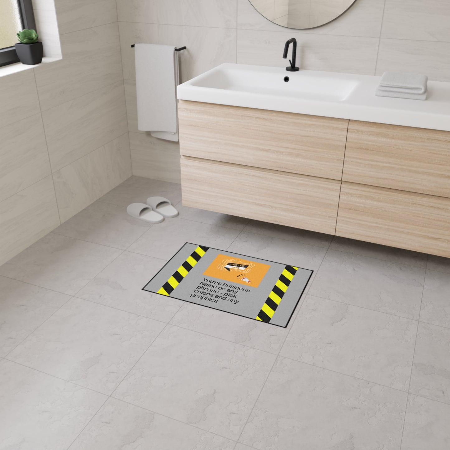 Caution Floor / DoorMat | NO SLIP MAT Heavy-Duty Mat for small business. Weather-resistant, strong-grip backing, no-slip