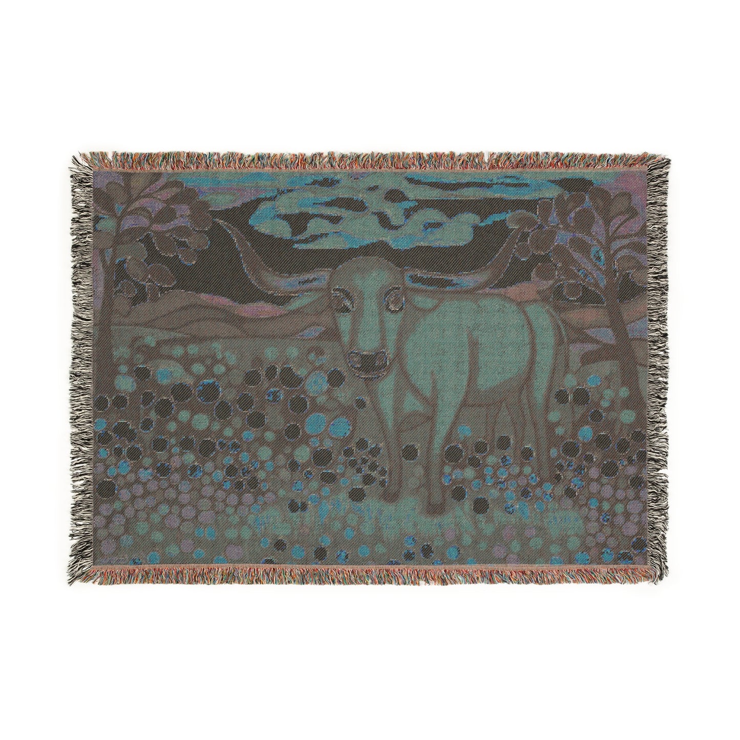 Rustic Cow Woven Blanket, Cozy Throw Blanket, Farmhouse Decor, Gift for Animal Lovers, Home Accents, Blanket for Relaxation