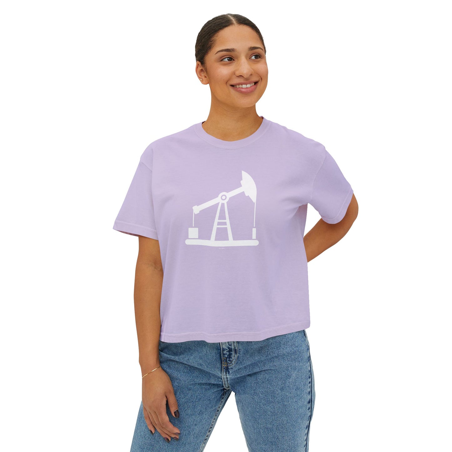 Pump Jack Women's Boxy Tee, Casual Graphic Tee, Summer Outfit, Relaxed Fit Top