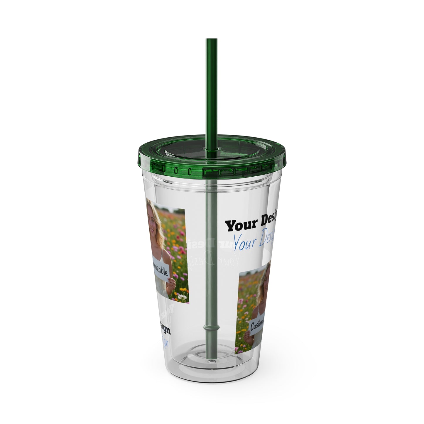 Customizable Sunsplash Tumbler with Straw, Perfect for Summer Sipping, Beach Vibes, Party Favor, Eco-Friendly Drinkware