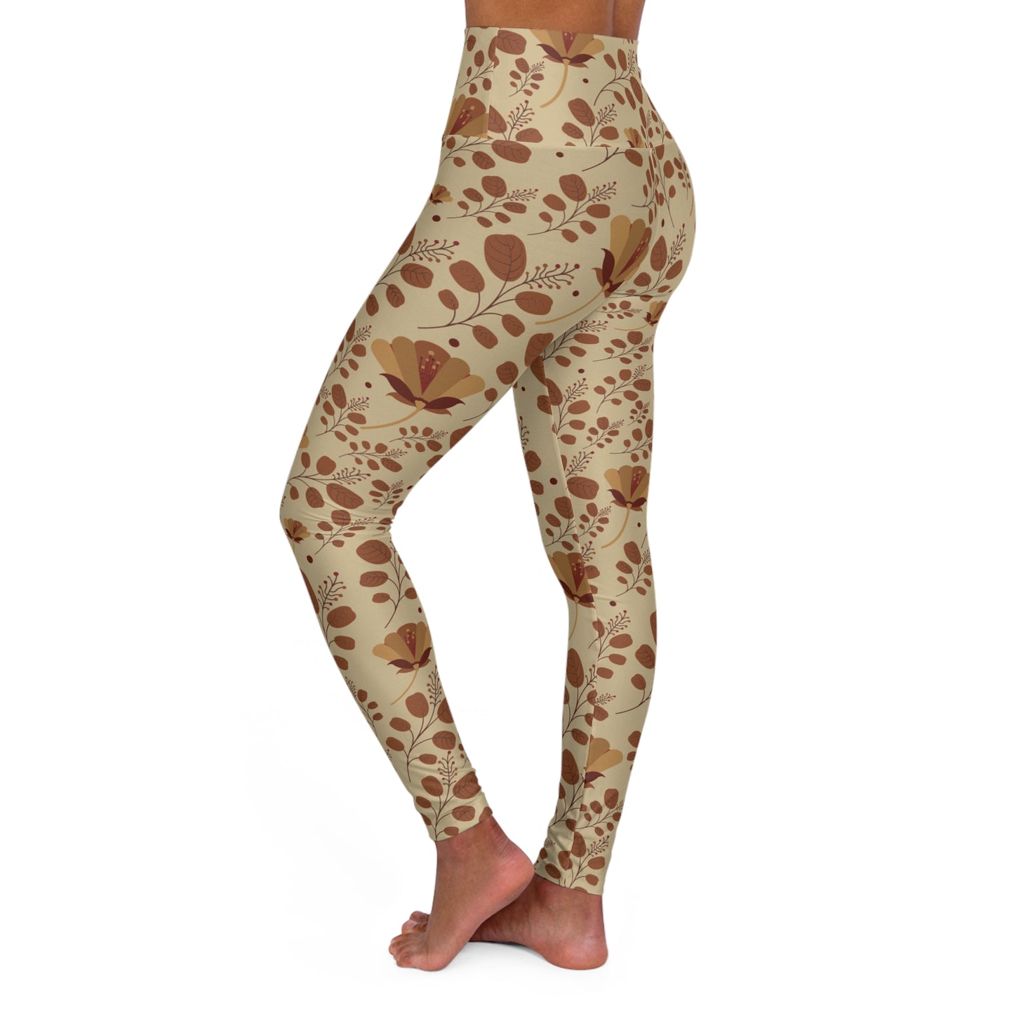 Floral High Waisted Yoga Leggings, Stylish Workout Leggings, Athleisure Pants, Comfortable Fitness Apparel, Floral Print Yoga Tights
