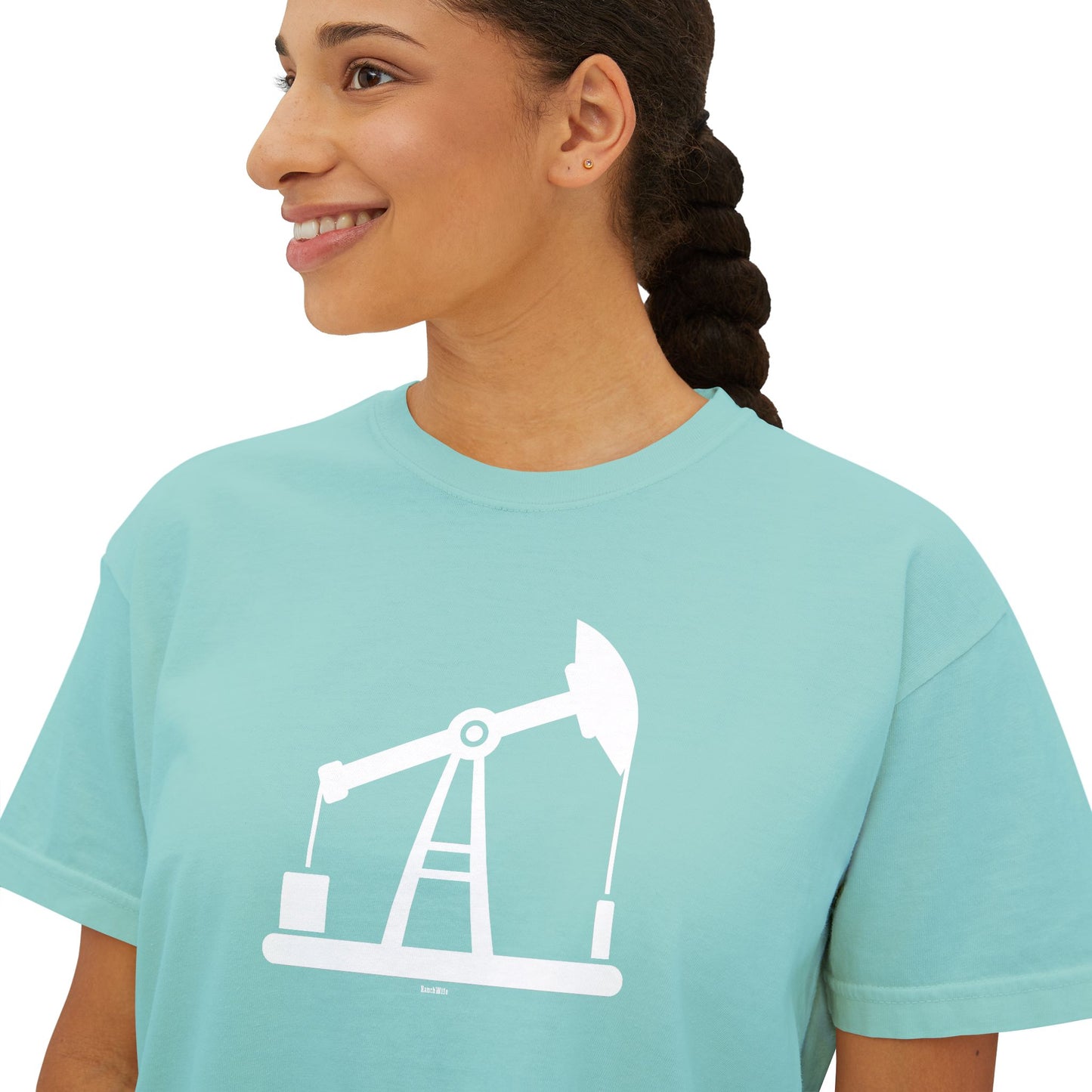 Pump Jack Women's Boxy Tee, Casual Graphic Tee, Summer Outfit, Relaxed Fit Top