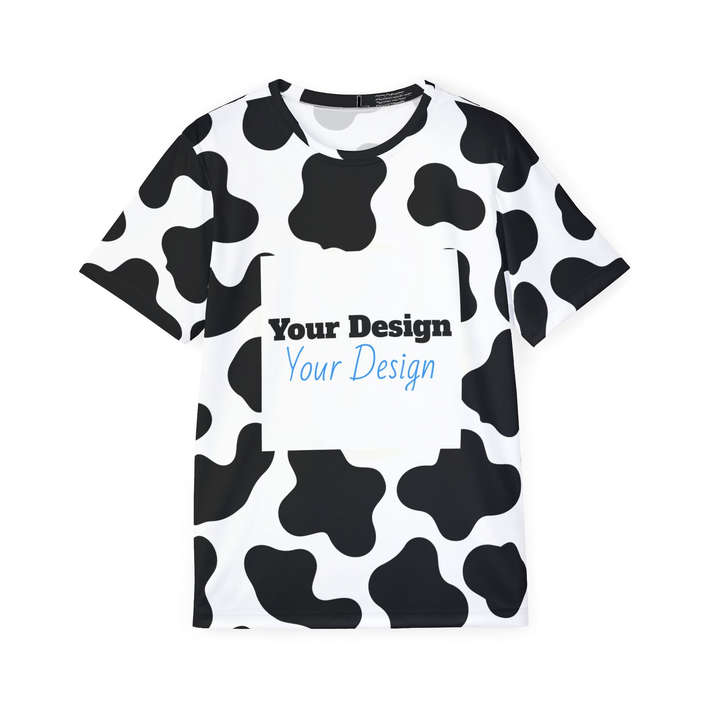 Custom Cow Print T-Shirt, Personalized Athletic Wear, Team Spirit Shirt, Unique Gift for Sports Lovers, AOP Jersey