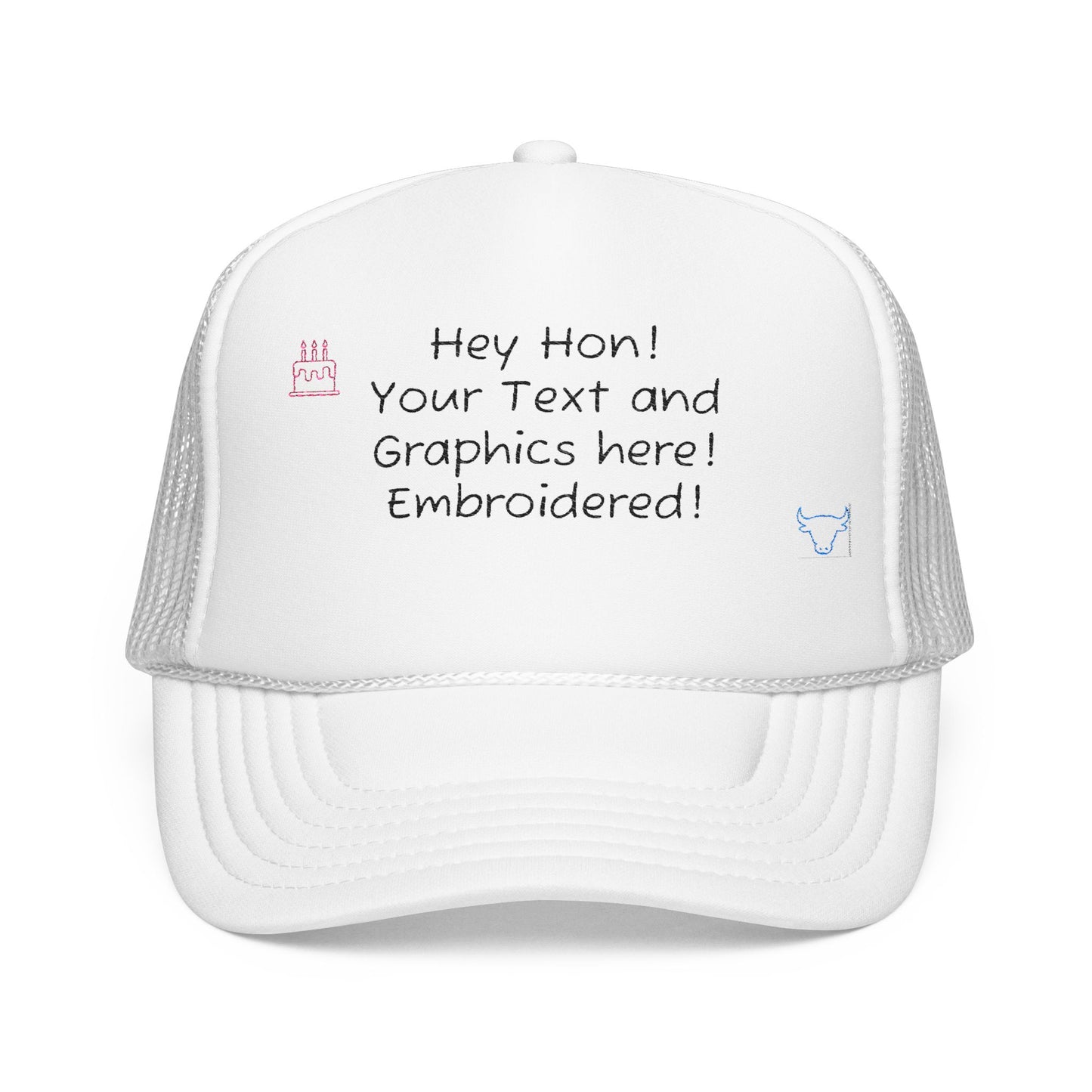 Custom Embroidered Foam Trucker Hat, Personalized Hat, Gift for Him, Weekend Wear, Outdoor Activities, Festive Celebrations
