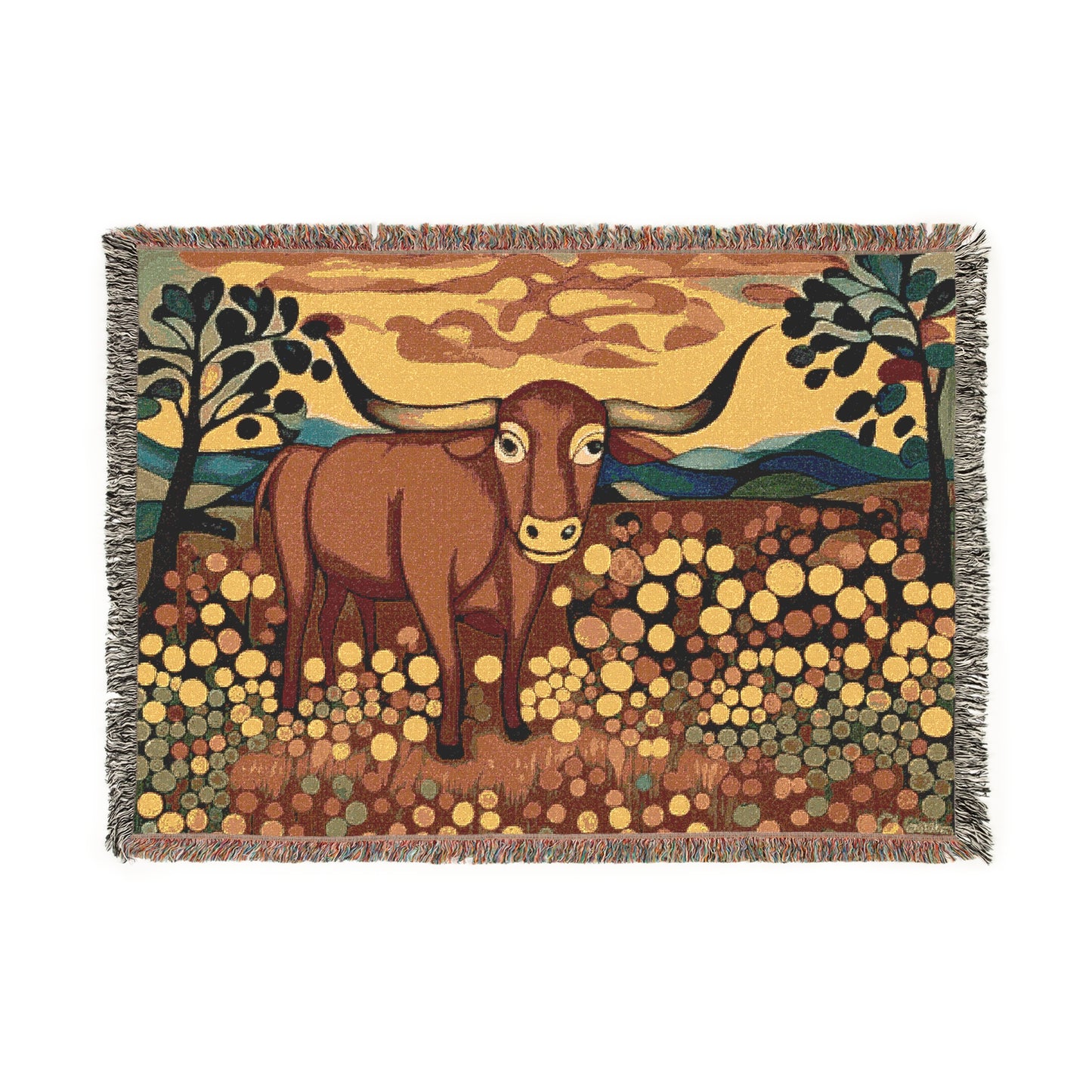 Rustic Cow Woven Blanket, Cozy Throw Blanket, Farmhouse Decor, Gift for Animal Lovers, Home Accents, Blanket for Relaxation