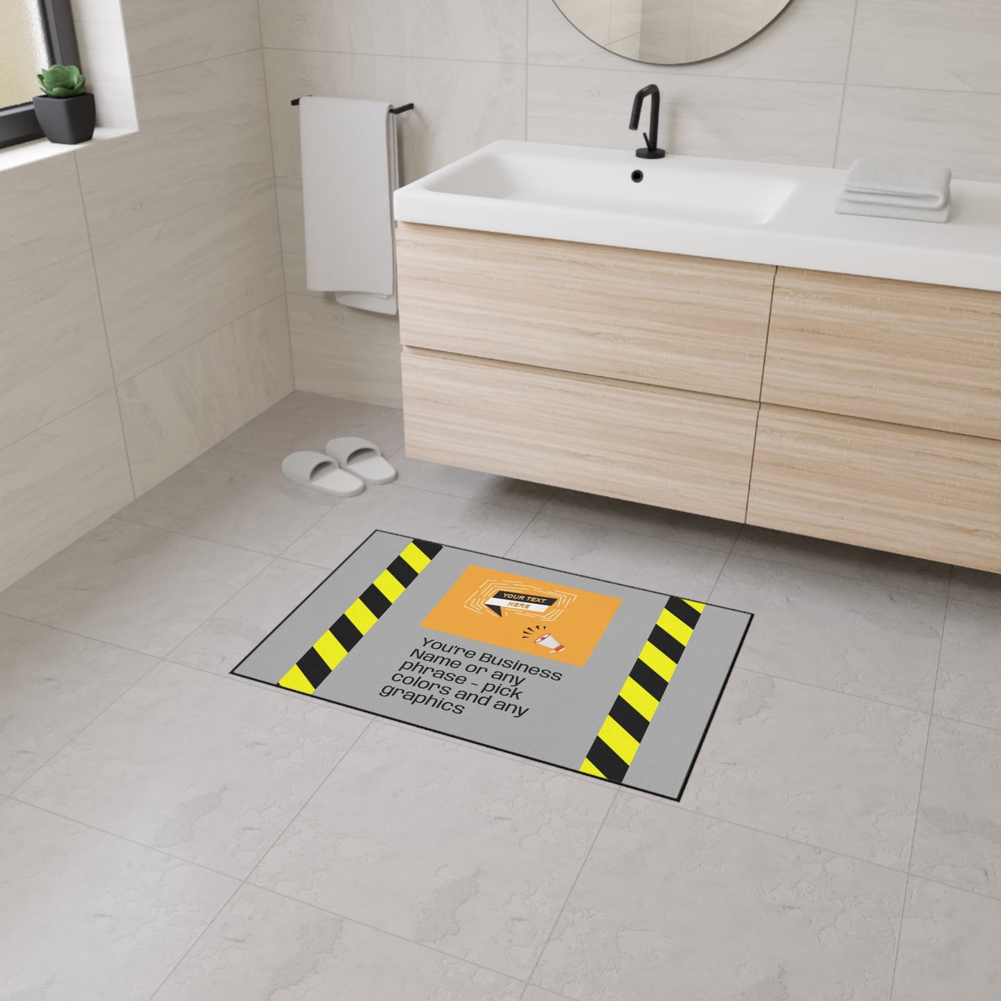 Caution Floor / DoorMat | NO SLIP MAT Heavy-Duty Mat for small business. Weather-resistant, strong-grip backing, no-slip