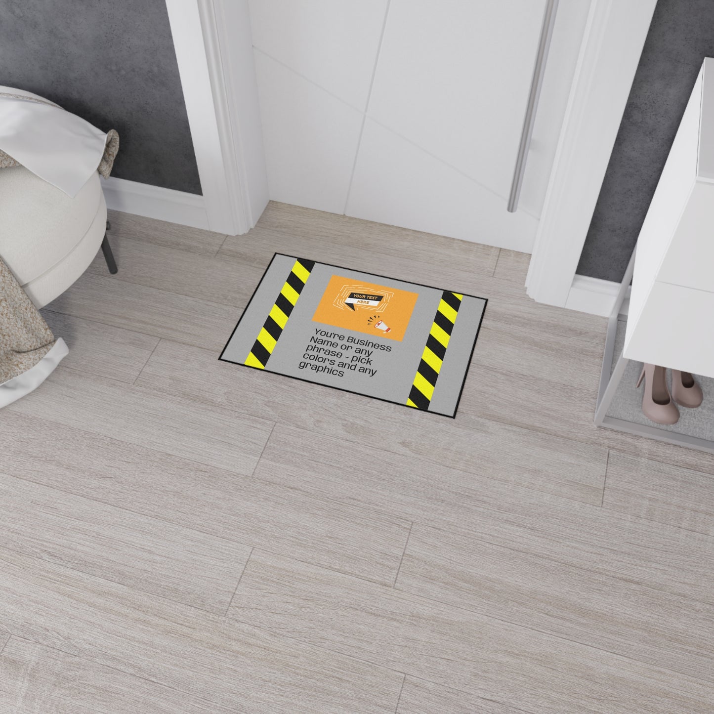Caution Floor / DoorMat | NO SLIP MAT Heavy-Duty Mat for small business. Weather-resistant, strong-grip backing, no-slip