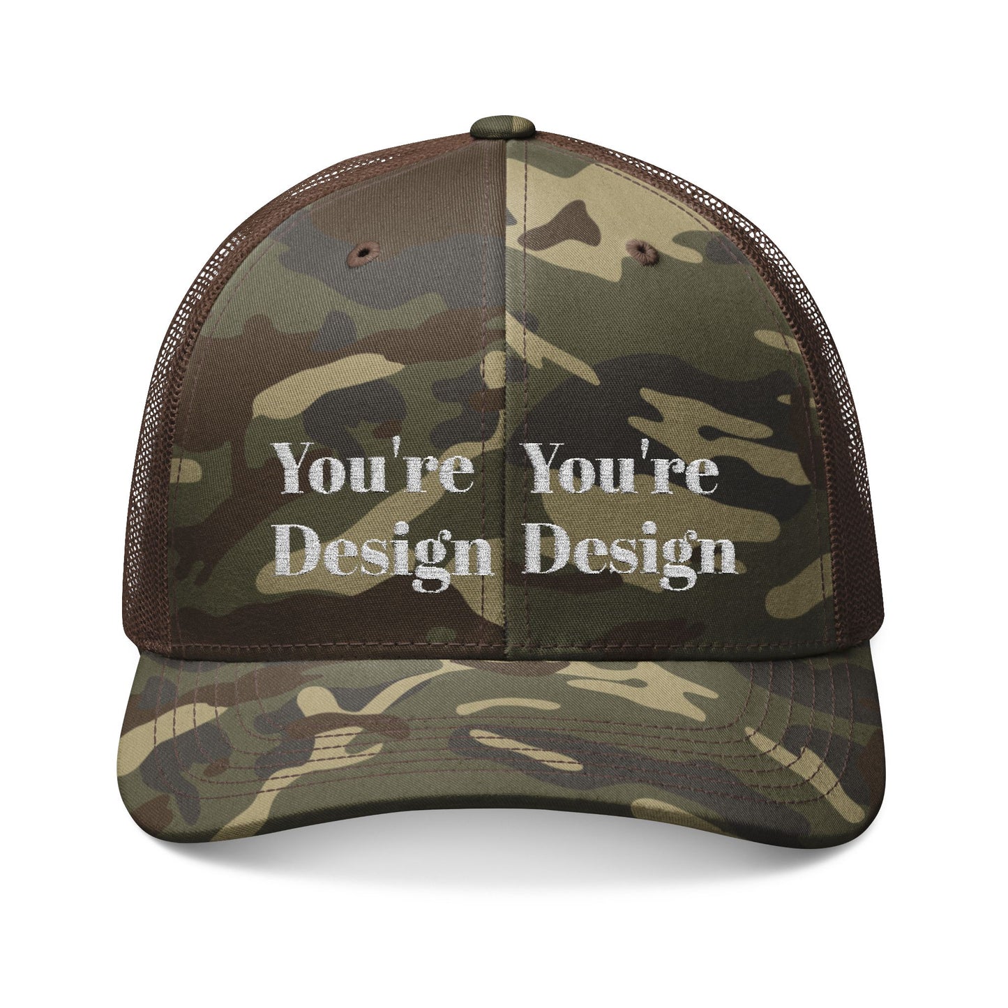 Camouflage Trucker Hat with Embroidered Text, Stylish Outdoor Cap for Casual Wear, Father's Day Gift, Hunting Style, Summer Accessory OTTO Cap 105-1247