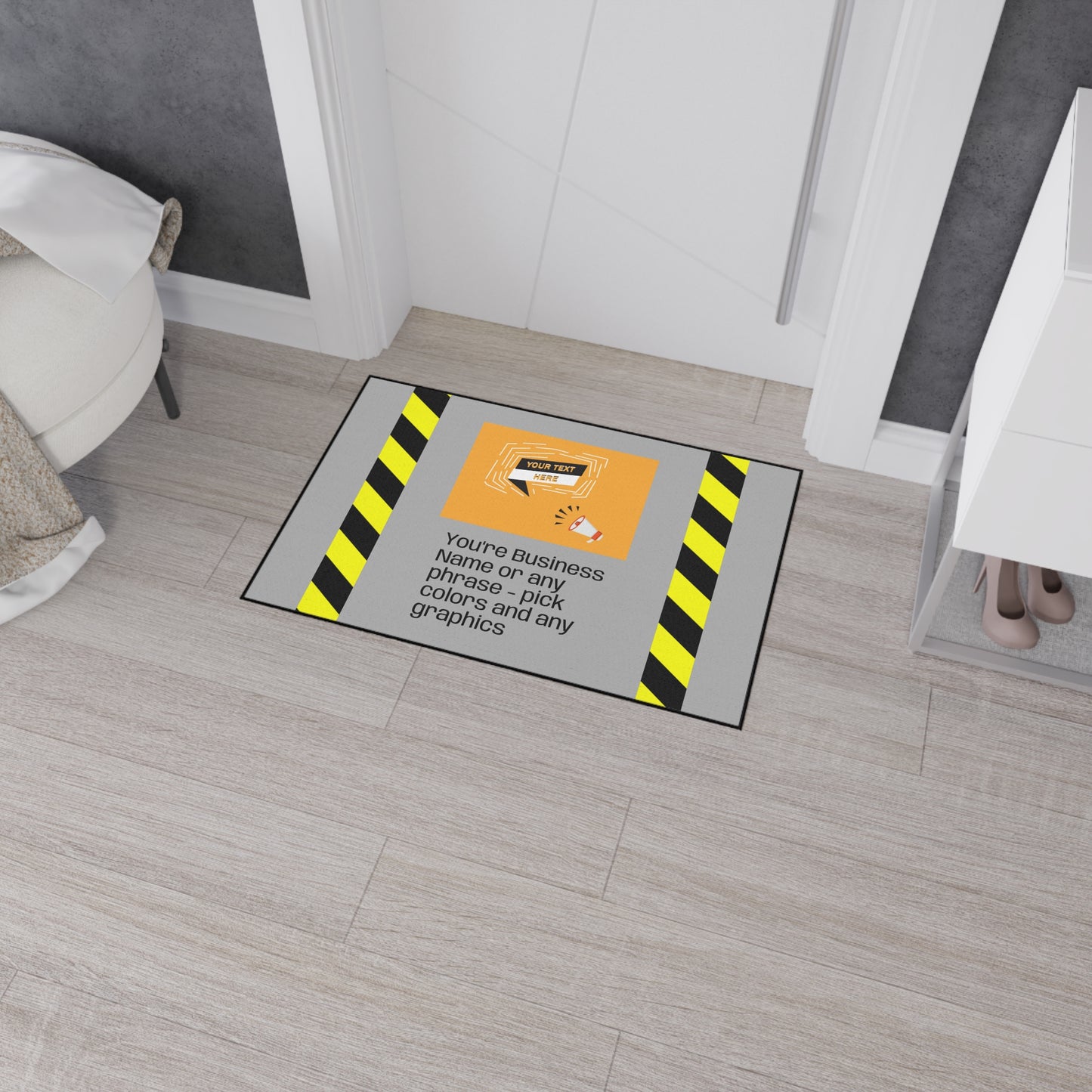 Caution Floor / DoorMat | NO SLIP MAT Heavy-Duty Mat for small business. Weather-resistant, strong-grip backing, no-slip