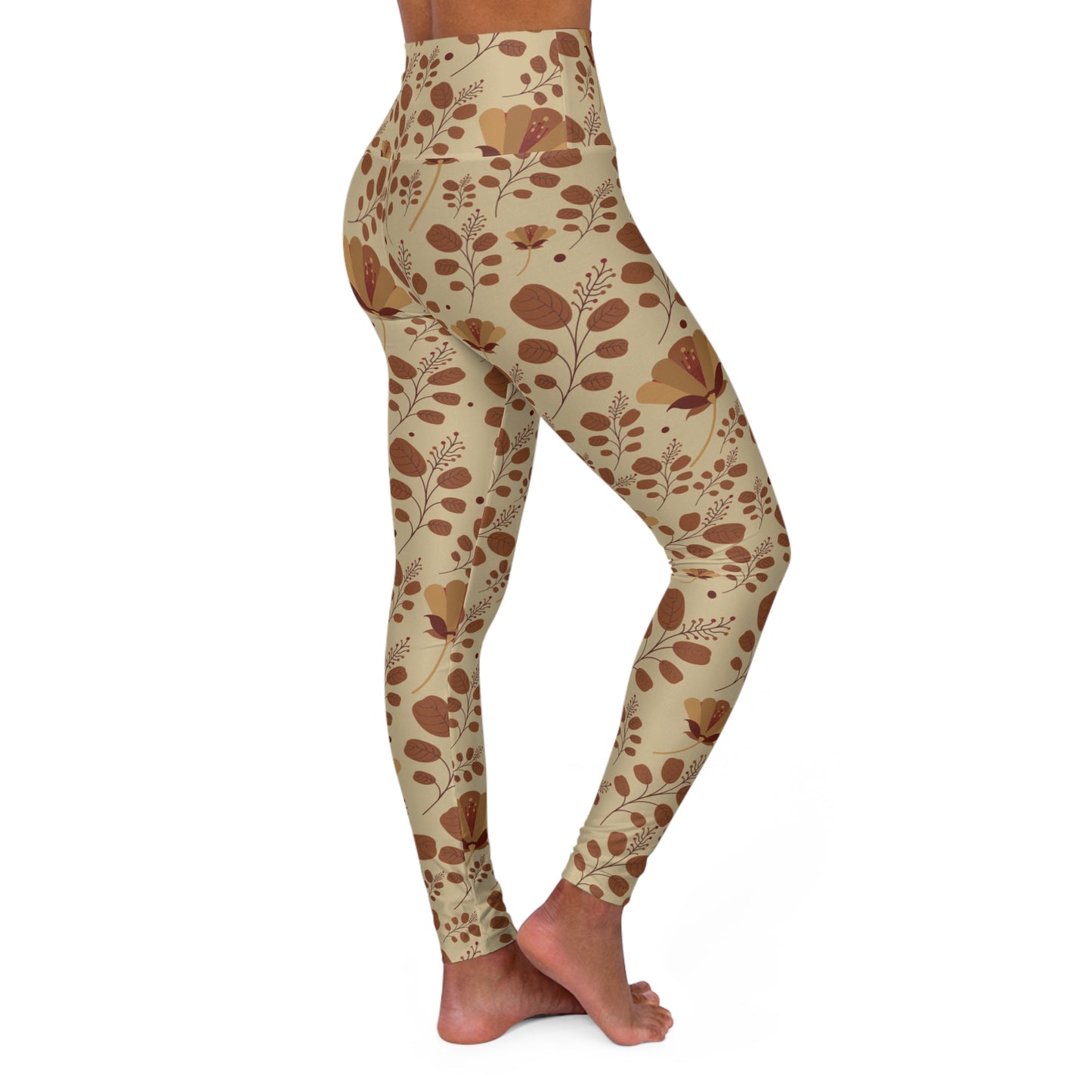 Floral High Waisted Yoga Leggings, Stylish Workout Leggings, Athleisure Pants, Comfortable Fitness Apparel, Floral Print Yoga Tights