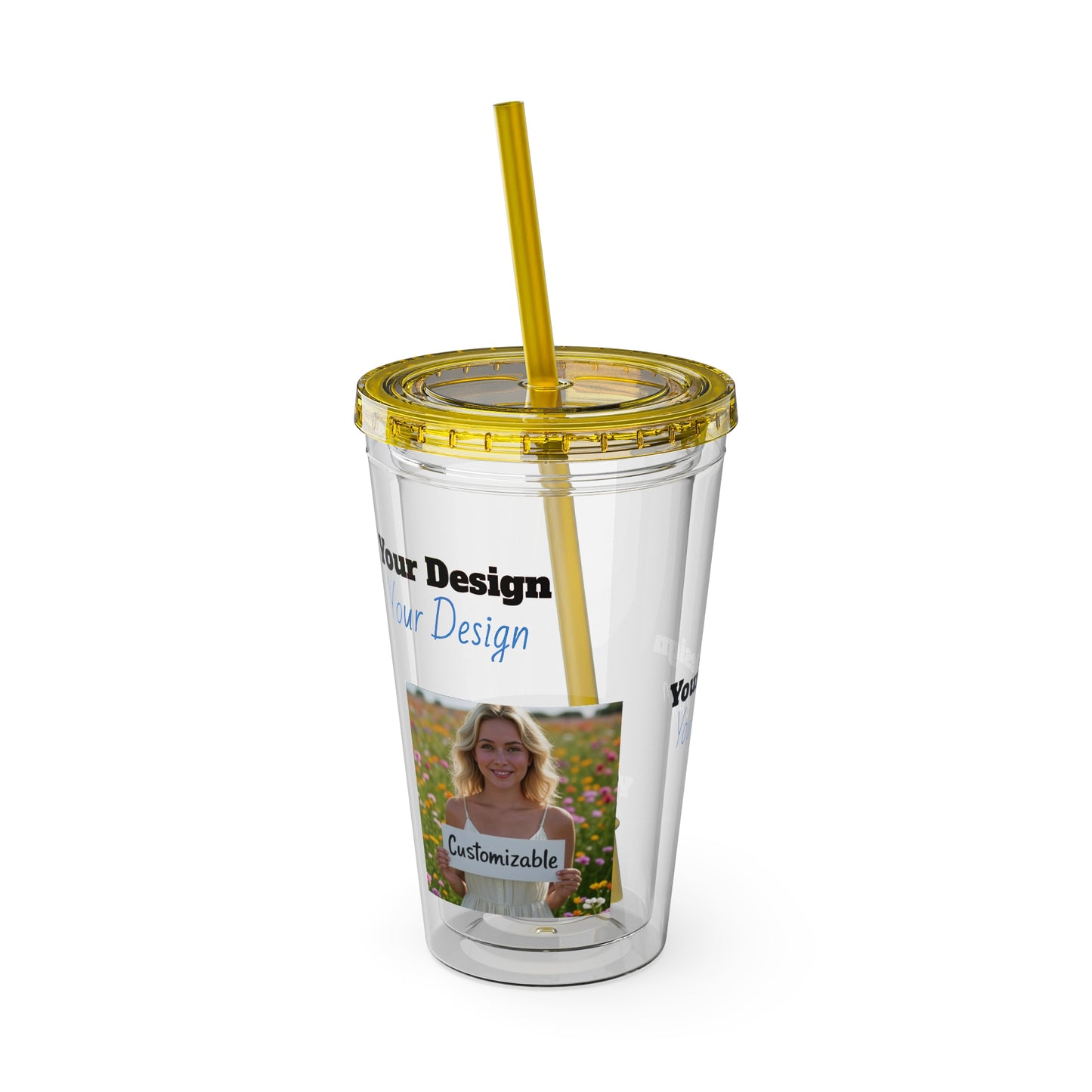 Customizable Sunsplash Tumbler with Straw, Perfect for Summer Sipping, Beach Vibes, Party Favor, Eco-Friendly Drinkware