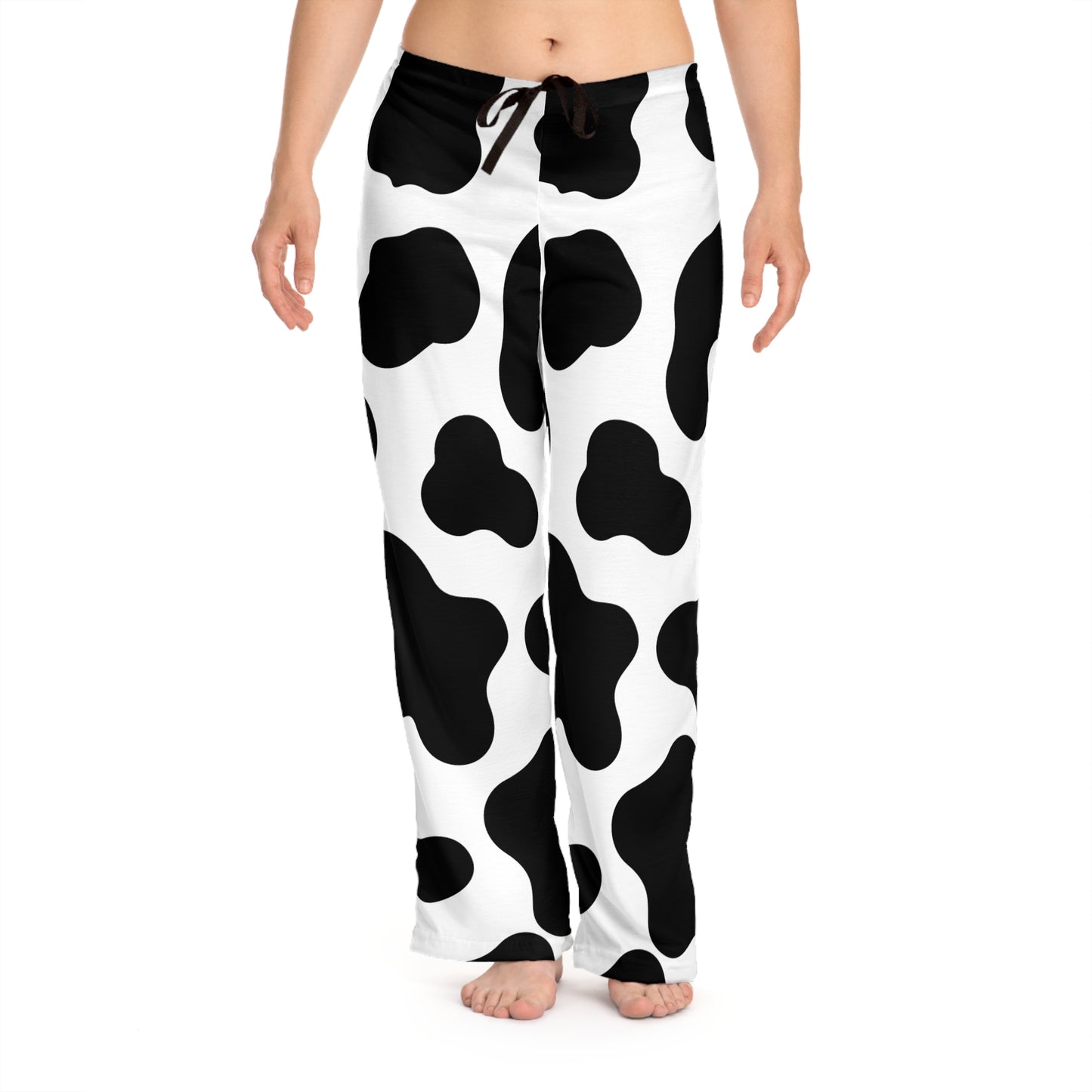 Women's Cow Print Pajama Pants, Cozy Sleepwear, Gifts for Her, Lounge Pants, Black and White PJs, Casual Attire