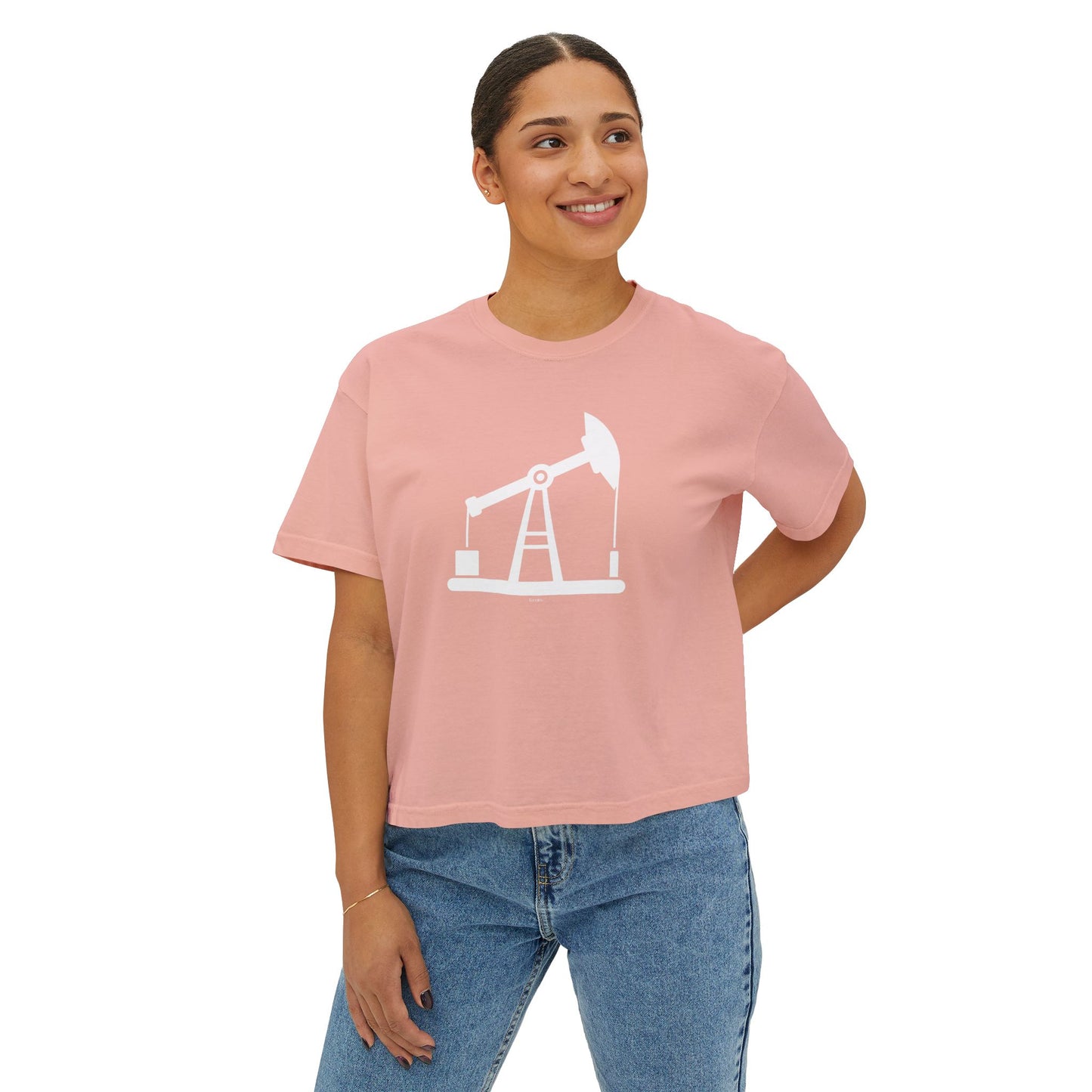 Pump Jack Women's Boxy Tee, Casual Graphic Tee, Summer Outfit, Relaxed Fit Top