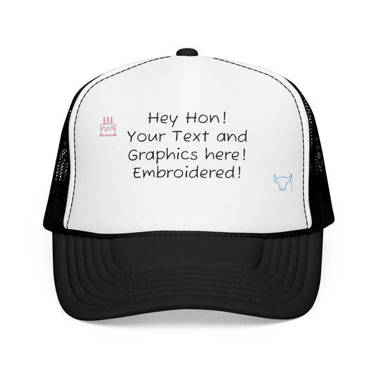 Custom Embroidered Foam Trucker Hat, Personalized Hat, Gift for Him, Weekend Wear, Outdoor Activities, Festive Celebrations