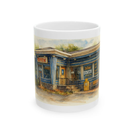 Watercolor Painting of Selena's Diner - Tannersville NY.  Artist HOLZIE 2025.  Oh man.