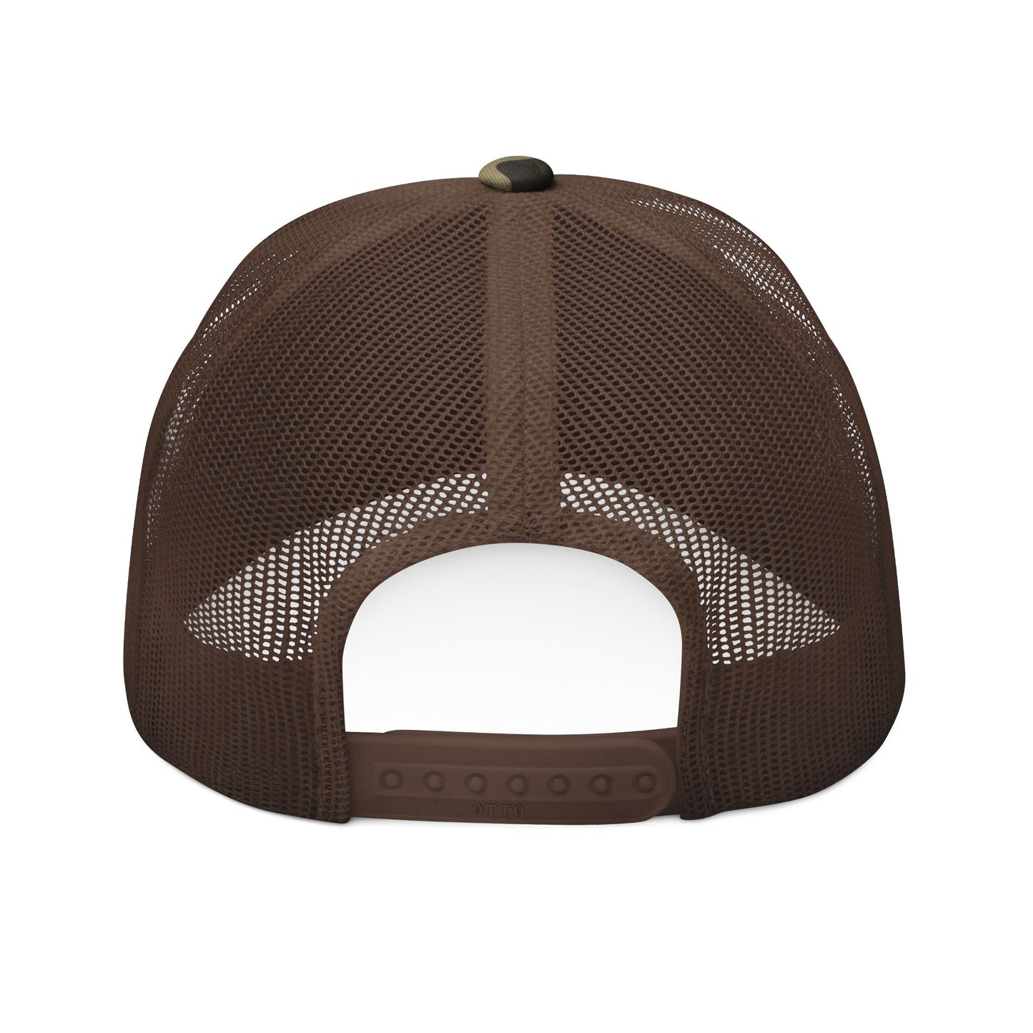 Camouflage Trucker Hat with Embroidered Text, Stylish Outdoor Cap for Casual Wear, Father's Day Gift, Hunting Style, Summer Accessory OTTO Cap 105-1247