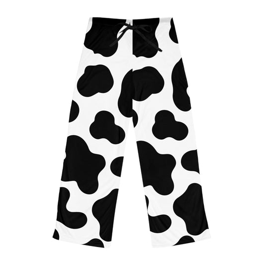 Women's Cow Print Pajama Pants, Cozy Sleepwear, Gifts for Her, Lounge Pants, Black and White PJs, Casual Attire
