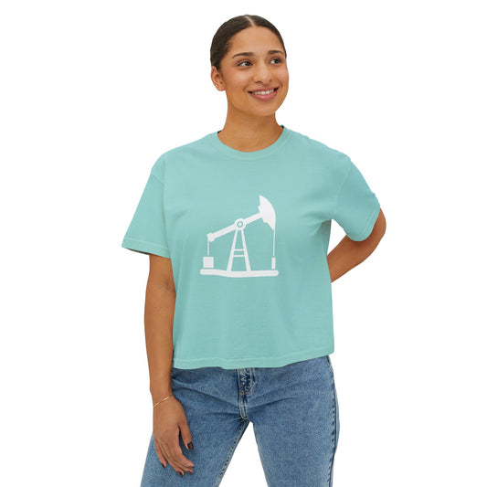 Pump Jack Women's Boxy Tee, Casual Graphic Tee, Summer Outfit, Relaxed Fit Top