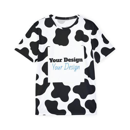 Custom Cow Print T-Shirt, Personalized Athletic Wear, Team Spirit Shirt, Unique Gift for Sports Lovers, AOP Jersey