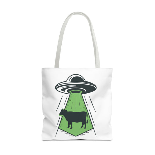 UFO Cow Tote Bag - Fun Gift for Farmers, Alien Lovers, Quirky Accessories, Eco-Friendly Shopping.