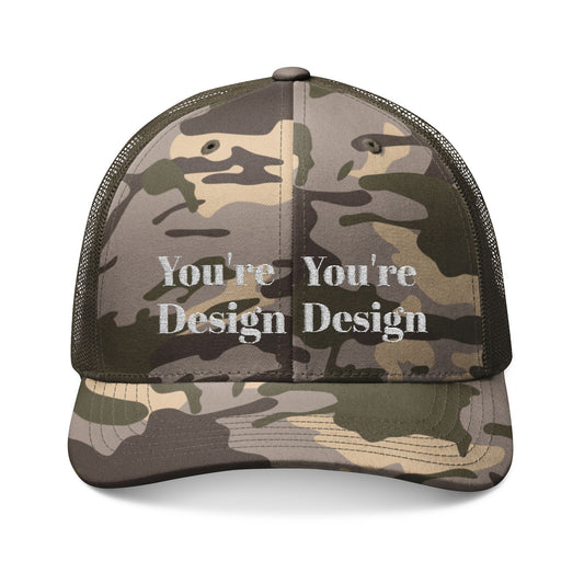 Camouflage Trucker Hat with Embroidered Text, Stylish Outdoor Cap for Casual Wear, Father's Day Gift, Hunting Style, Summer Accessory OTTO Cap 105-1247