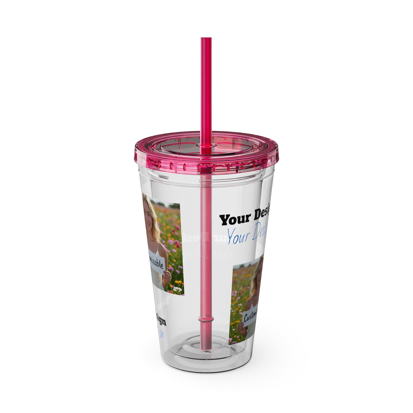 Customizable Sunsplash Tumbler with Straw, Perfect for Summer Sipping, Beach Vibes, Party Favor, Eco-Friendly Drinkware