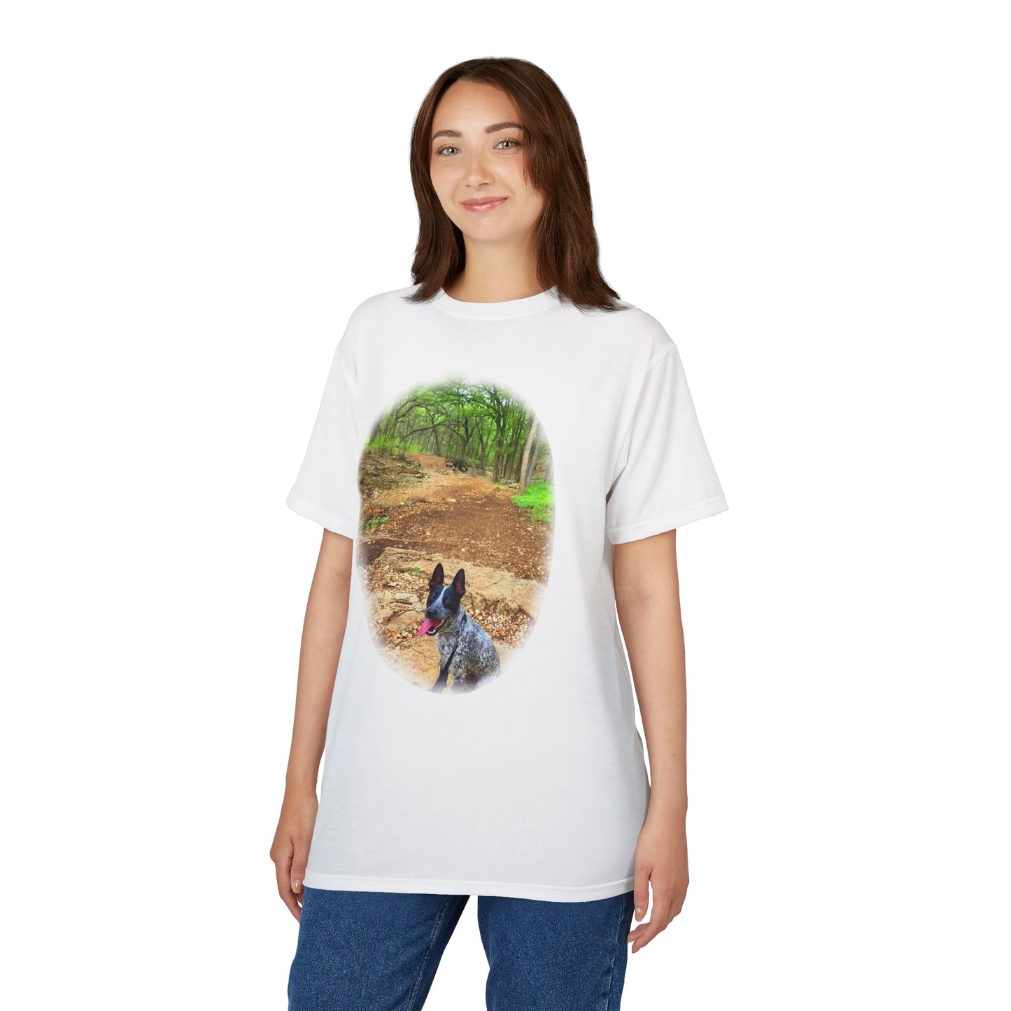 Cattle Dog Tee, Quick-Dry polyester version.  Wear it swimming in your local watering hole if you want!