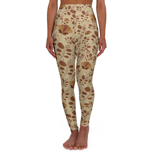 Floral High Waisted Yoga Leggings, Stylish Workout Leggings, Athleisure Pants, Comfortable Fitness Apparel, Floral Print Yoga Tights
